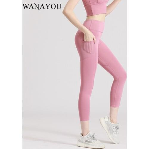 WANAYOU With Pocket Fitness Yoga Pants,Seamless Women Gym Exercise Leggings,Stretchy Hip Push UP Training Sport Running Tights