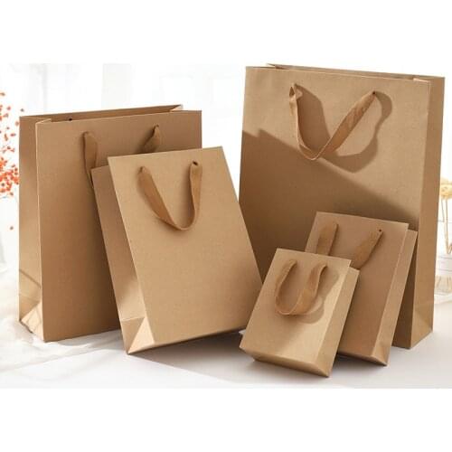 Multifunctional multi-size kraft paper bag wedding party gift packaging fashion clothes shopping bag candy cake bag wholesale
