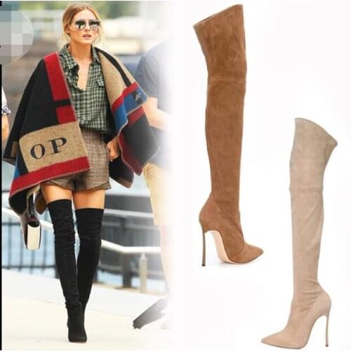 Fashion thigh thigh Women Boots Stretch Slim Thigh High Boots Fashion Over the Knee Boots High Heels boots Woman Sapatos
