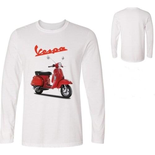 Mens Tshirts Vintage Vespa Motorcycle T-Shirt Male Jogger Workout Tops MAN Long Sleeve T Shirt Piaggio Scooter Hombre Teeshirts