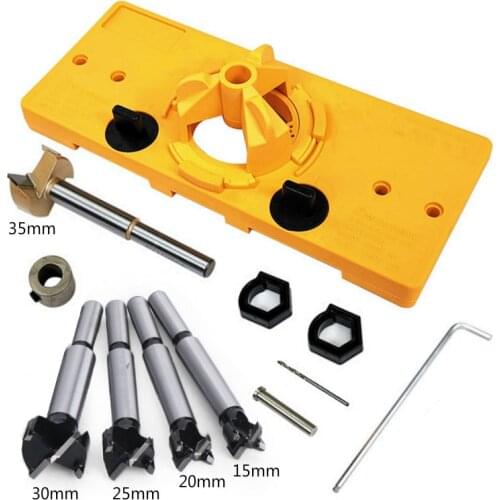 15mm-35mm Cup Style Hinge Jig Boring Hole Drill Guide Forstner Door Hole Template Wood Cutter Carpenter Woodworking Tools