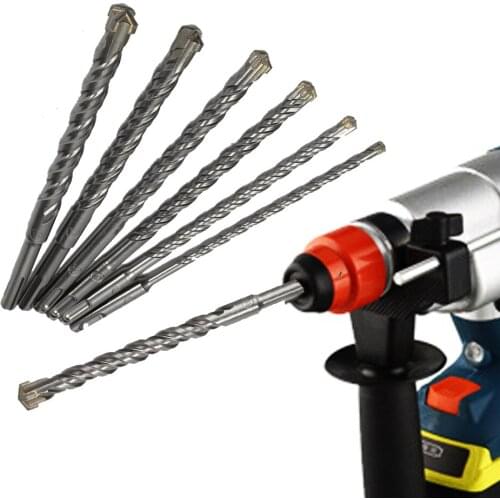 New arrival 6pcs/bag SDS Plus Crosshead Twin spiral Hammer Drill Bit Set 6/8/10/12/14/16mm Round Shank Twist Electric Hammer