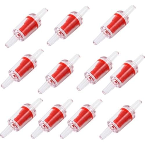 10pcs One Way Check Valve For 4cm Inner Diameter Standard Aquarium Air Pump Plastic Red Long Strip Stop Check Valves Wholesale