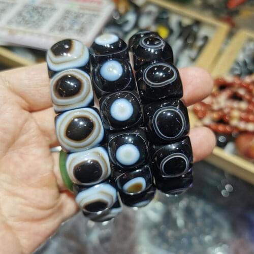 Onyx square natural evil eye mens agat Bracelets Handmade Jewelry Energy Bracelet for Women or Men
