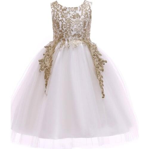 Girls Dresses Appliques Flower Dress For Girls Party birthday Present Christmas Princess Ball Gown Kids Clothes