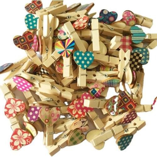 PPYY-100Pcs Colored Clothespins Wooden Clothes Pins for Photos Pictures Crafts Photo Clips Decoration Clip