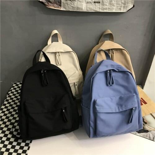 Waterproof Fashion Womens Backpack Black Solid Color Shoulder Bag For Teenage Girl School Backpacks Female Preppy Style