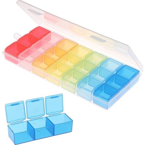 Removable 21 Grids Portable Storage Pill Box 7 Day Medicine Drug Pill Organizer Jewelry Storage Case Plastic