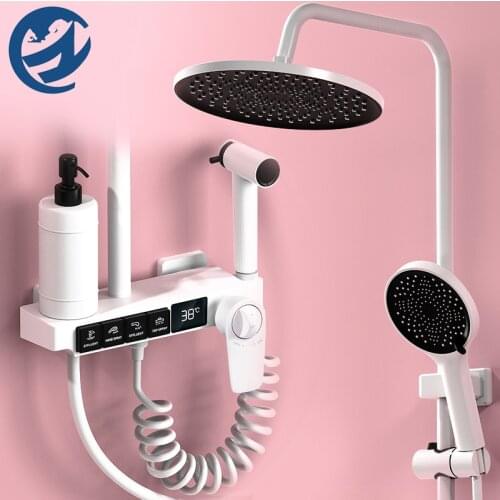 White Thermostatic Digital Display Shower Faucet Rain Shower Faucet Set Bathtub Faucet Mixer Crane Bidet Faucet Spout Tap