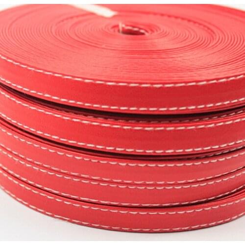 Sisi Crafts Tape Flat Faux Leather Stitched PU Ribbon Christmas Red Cord Bias 3/8 Layering DIY Hair Bow Collar Handmade Accessor