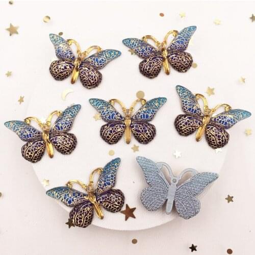 Resin Colorful Butterfly Flatback Rhinestone 1 Hole beads Ornaments DIY Wedding Applique Craft S39