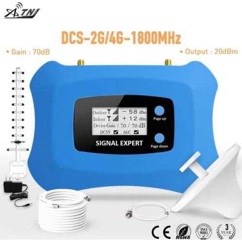 2020 Hot sale 4G mobile signal booster 2G 4G Repeater Cell phone Amplifier LCD DCS 1800MHz Cellular Signal Booster amplifier kit