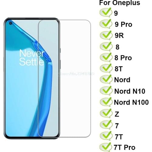 2-1PC Tempered Glass For Oneplus 9 Vidrio For Oneplus Z Nord 2 N10 N100 N200 7 7T 8T CE 5G Screen Protector For One Plus 9R Film