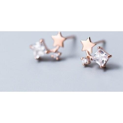 MloveAcc Korea Design Shining CZ Stud Earrings for Women 925 Sterling Silver Cute Star Charm Jewelry Aros boucle d'oreille