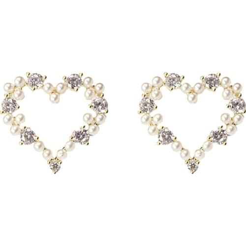 2021 Earrings For Women Top Fashion Promotion Personality Irregular Hollowed Out Love Pearl Earring Versatile Female Vintage