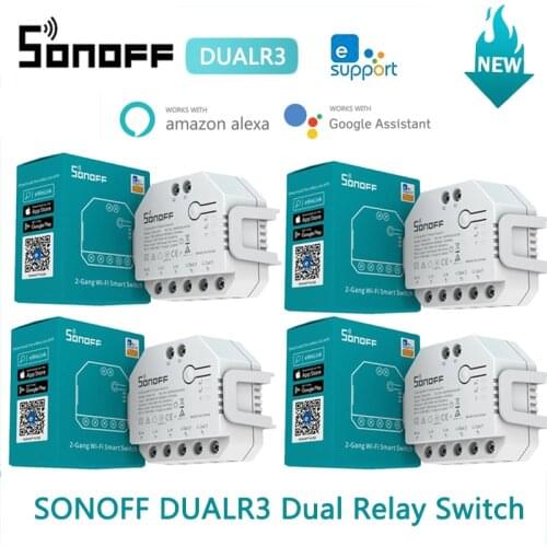 1-10PCS SONOFF DUAL R3 Dual Relay DIY Wifi Smart Switch 2 Gang Power Monitor Timer Smart Home For Alexa Google Home eWeLink