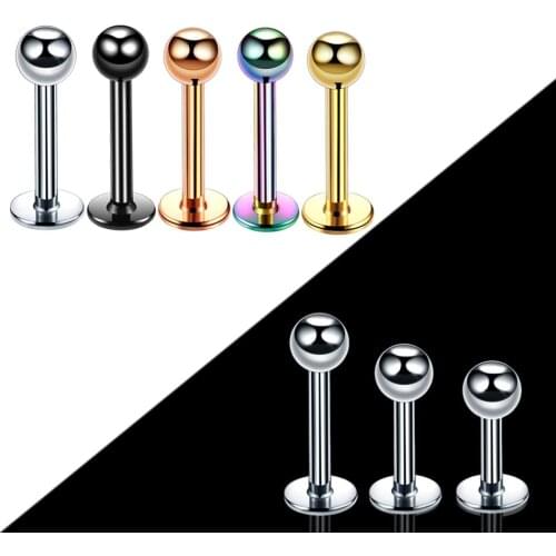 1PC Steel Labret Rings Lip Monore Piercing Mixed Colors Ear Tragus Helix Piercing Orelha Cartilage Barbell Stud Body Jewelry 16G
