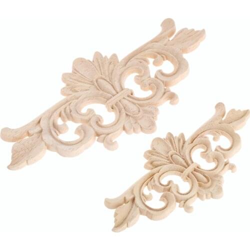 1Pc Vintage Unpainted Wood Carved Decal Corner Onlay Applique Frame For Home Furniture Wall Cabinet Door Decor Crafts