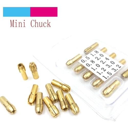 10pcs Mini Drill Chucks Adapter 0.5-3.2mm Fit For Micro Twist Electronic Dremel Drill Collet Clamp Set Power Tools Accessories