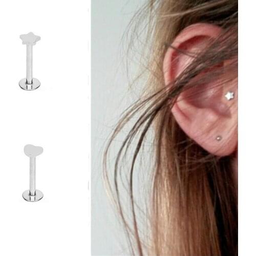 16G Surgical Steel Heart Star Lip Bar Labret Ring Hoop Helix Cartilage Tragus Stud Daith Ear Studs Body Piercing Jewelry