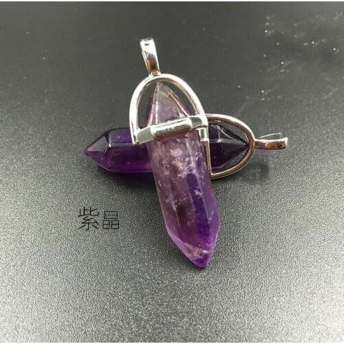 2pcs natural Hexagonal Point Reiki Chakra Healing Pendant For Necklace