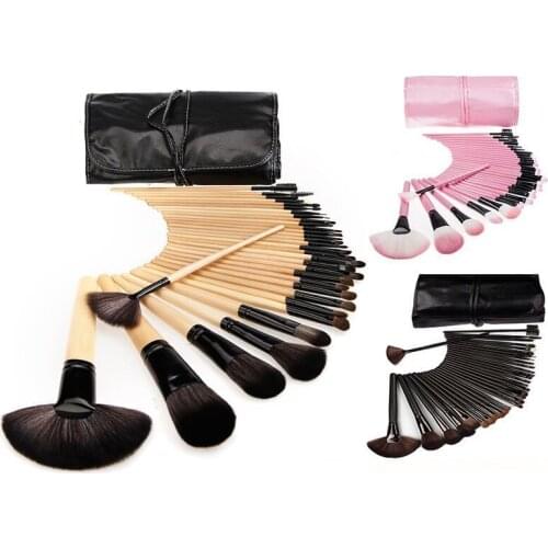 High quality soft synthetic hair 32pcs makeup powder brush set professional cosmetic blush brush kits with PU bag