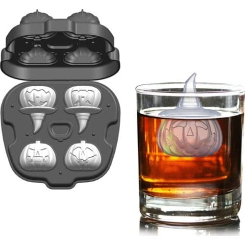 Halloween 3D Pumpkin Ice Mold Maker Silicone Chocolate Tray Cake Candy Mould Party Spooky Bar Whisky Wine Tray Ice Cream Tools
