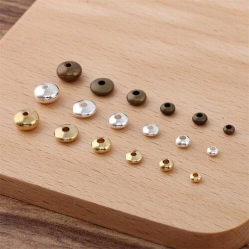 50pcs Flat Spacer bead 3.5 4.5 5 6 7.5mm Round Flat Metal Spacer Beads Loose Beads for Jewelry Making DIY Bracelet Findings