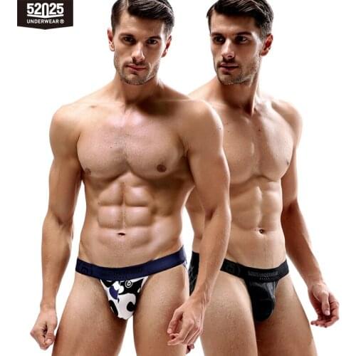 52025 Men Briefs Underwear Cotton Modal Jockstrap Mens Sexy Underwear Breathable Bikini Mens Briefs High Slit Underpants Jocks