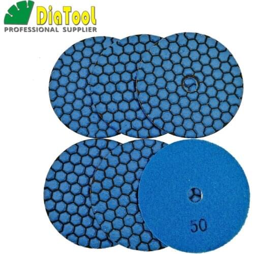 6pcs 100mm #50-1 B dry polishing pads diameter 4inch Resin bond diamond flexible polishing pads For granite marble ceramic