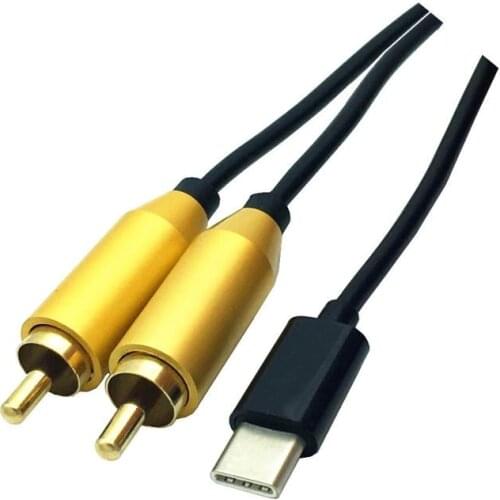 Type-c usb to 2 rca male audio cable 0.8m