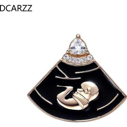 B-mode Pregnancy Shape Brooch Pin Women Gold Rose Gold Jewelry Gift for Doctor/Nurse Medical Fashion Jewelry Enamel Pins