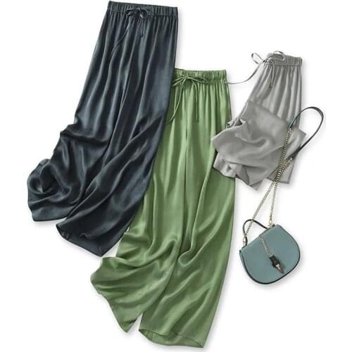 Thin section Cupro wide-leg pants women 2021 summer new high-waist draped straight-leg pants cool breathable casual pants