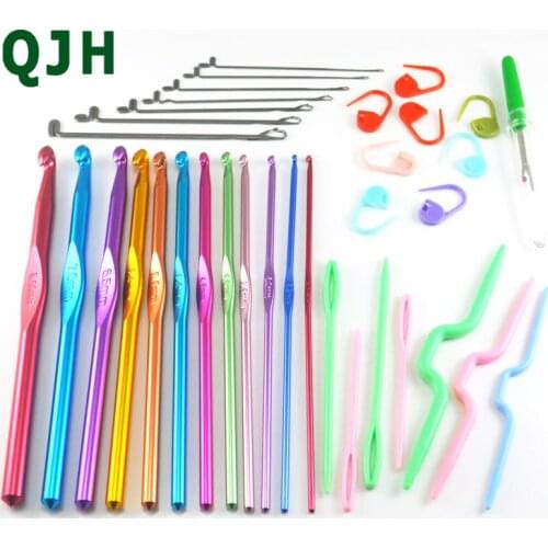 Household sewing needle Multicolour Aluminum Crochet Hook Knit Needles 2-6.5mm Metal Handle Crochet Hook Knitting needles Suit