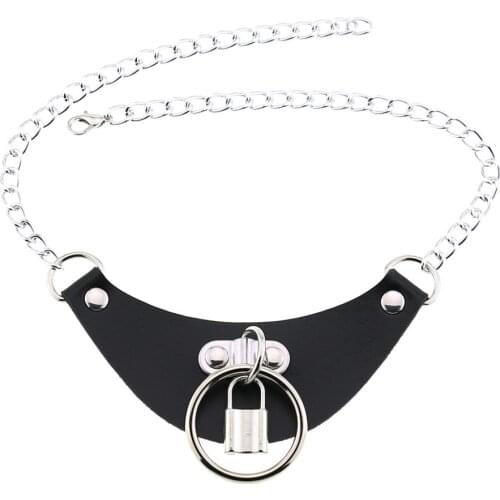Black Choker round Collar For Girls Emo Punk Goth Lock Necklace 2021 Neck Strap Cosplay Chocker Gothic Accessories