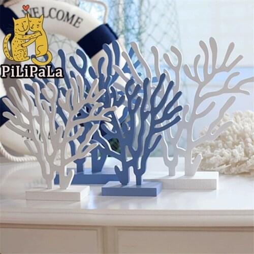Mediterranean Style Wood Coral Tree Ornaments Sweet Viburnum Nautical Wedding Marine Home Decoration Crafts Gifts 3PC/SET