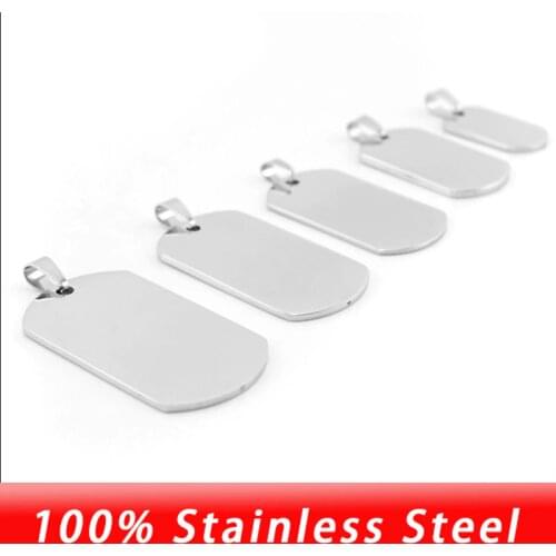 Double Mirror Polished Stainless Steel Dog Tags Pendant Dogtag For Man Women Fashion Wholesale 10pcs