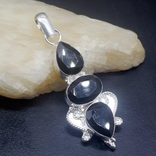 Gemstonefactory Jewelry Big Promotion 925 Silver Wonderful New Arrival Black Onyx Women Ladies Mom Gifts Necklace Pendant 0397