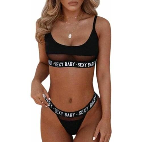 Womens Clothing Bra and Panty Set Tank Tops Sets Transparent Bra Sexy Streetwear Lingerie Set 2 Piece Fitness Set See Through