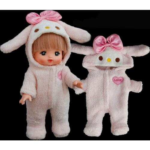 Mellchan doll clothes MiLo doll 25CM pink sweater unbuttoned doll practice buttons baby clothes doll accessories