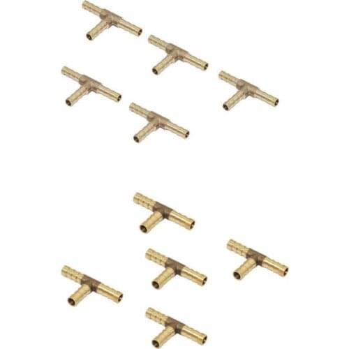 Brass Pagoda T-type Tee Joint Pneumatic Three Way Fuel Water Air Hose Tee Connector 6/8mm