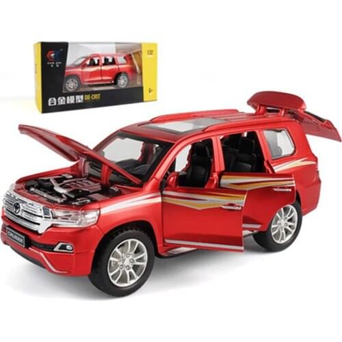 1/32 Scale off-road vehicle alloy model childrens toy car sound and light pull back car land cruiser model gift collection show