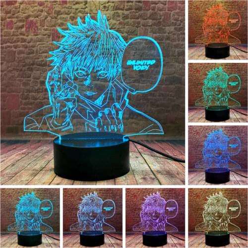 Satoru Gojo Model 3D Illusion LED Table Nightlight Colorful Change Lamp Jujutsu Kaisen Anime Figure Toys FOR kids