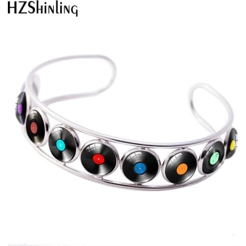 2019 New Vinyl Record Adjustable Bracelets DJ CD Bracelet Hand Craft Class Dome Cabochon Jewelry