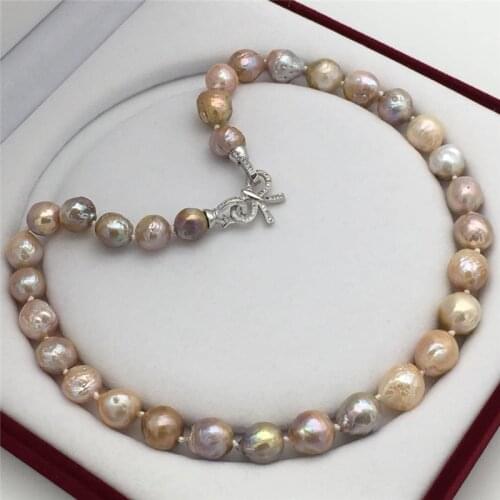 New AA12-13 mm real natural rainbow of south sea pearl necklace 19"Beautiful butterfly clasp no box