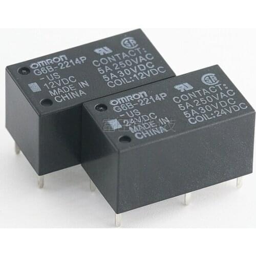 New 10PCS/lot G6B-2214P-US 12VDC 5VDC 24VDC G6B-2214P-US-24VDC 5V 12V 24V 5A 6PIN