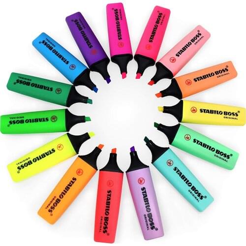 Assorted 15 Colors STABILO BOSS Original Fluorescent and Pastel Highlighters