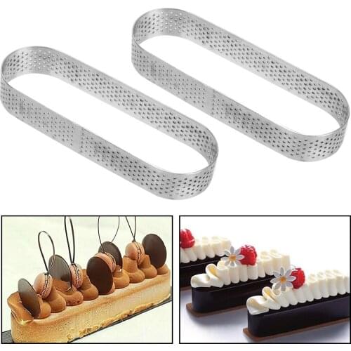 Stainless Steel Oval Mould Tart Ring Dessert Pastry Cake Mold For Baking Tartlet Mould Mousse Chocolate Pan 2PCS