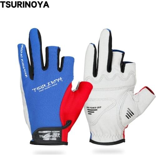 TSURINOYA Outdoor Fishing Gloves Full Finger 3 Cut Finge Anti Slip Professional Fishing Cycling Sport Kayaking Protective Gloves