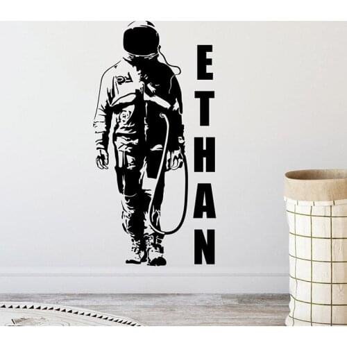 Personalized Astronaut Wall Decal Spaceman Custom Name Sign Space Decor Vinyl Sticker Boy Room Print Playroom Nursery A1-062